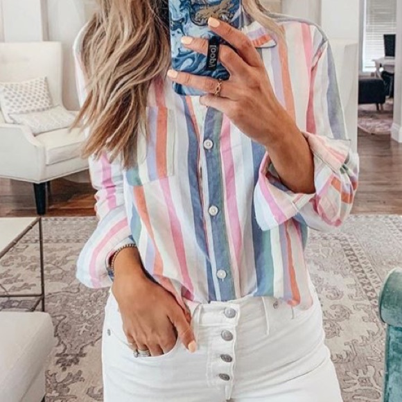 Abercrombie & Fitch Tops - Abercrombie and Fitch striped Button up.